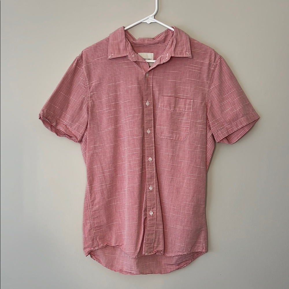 American Eagle Pink Sear Sucker Button Down Shirt